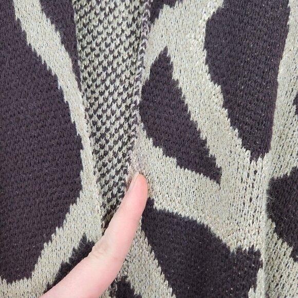 Chicos Sweater Womens One Size Tan Brown Gold Shawl Cardigan Cape Knit Shimmer - Picture 6 of 16